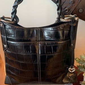 Brighton black leather shoulder bag